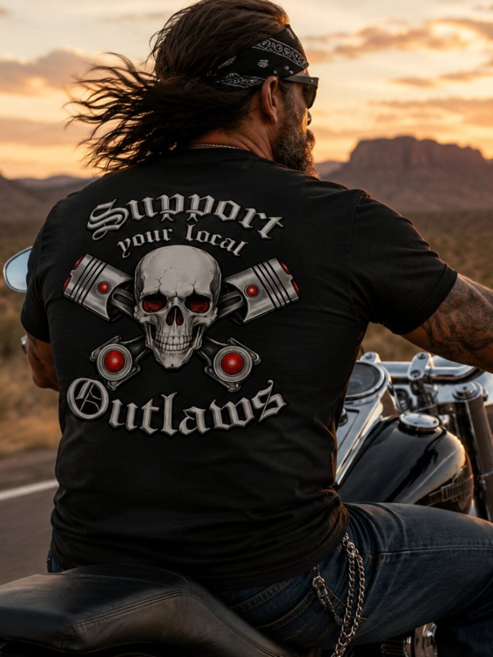 Support Your Local Outlaws MC Black Crew Neck Short Sleeve T-Shirt